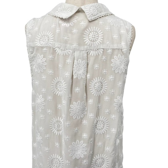 Maeve Anthropologie White Floral Lace Sleeveless Drop Wasit Flared Mini Dress M - Picture 8 of 10